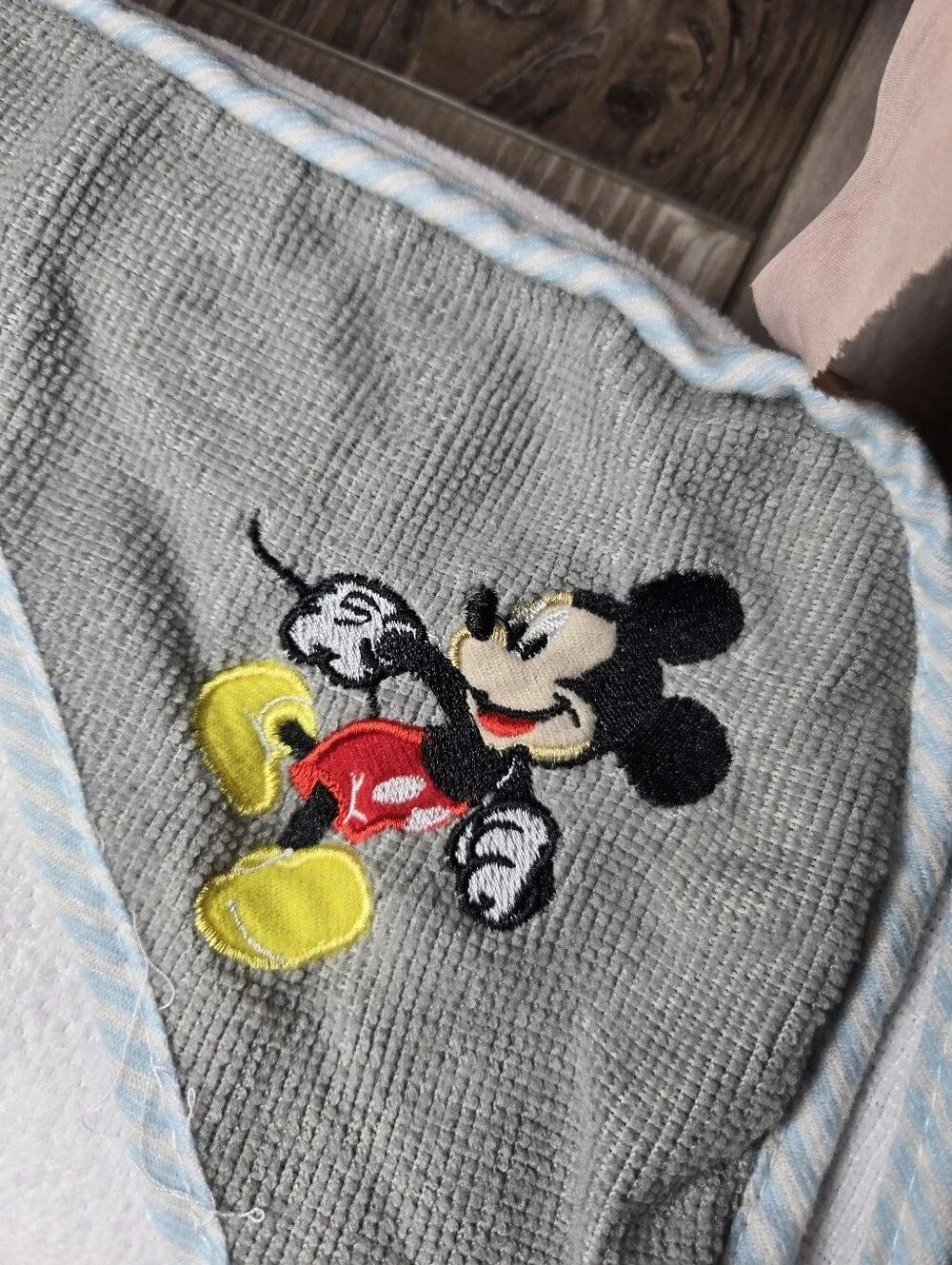 Mickey Mouse Baby Hooded Towel Set – 2‑Piece White with Gray & Red